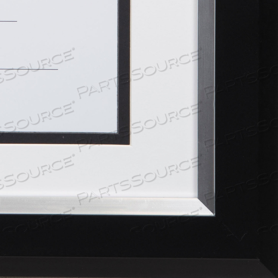 2-TONE 11 X 14 DOCUMENT FRAME, 8.5 X 11 INSERT, BLACK/SILVER FRAME, WHITE MAT 