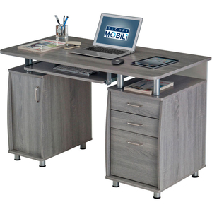 TECHNI MOBILI COMPLETE WORKSTATION COMPUTER DESK WITH STORAGE, GRAY by Rta Products LLC