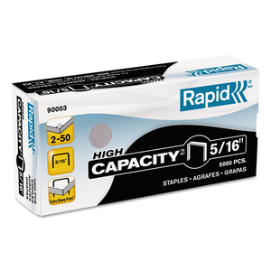 HIGH CAPACITY STAPLES, 0.31" LEG, 0.5" CROWN, STEEL, 5,000/BOX by Rapid