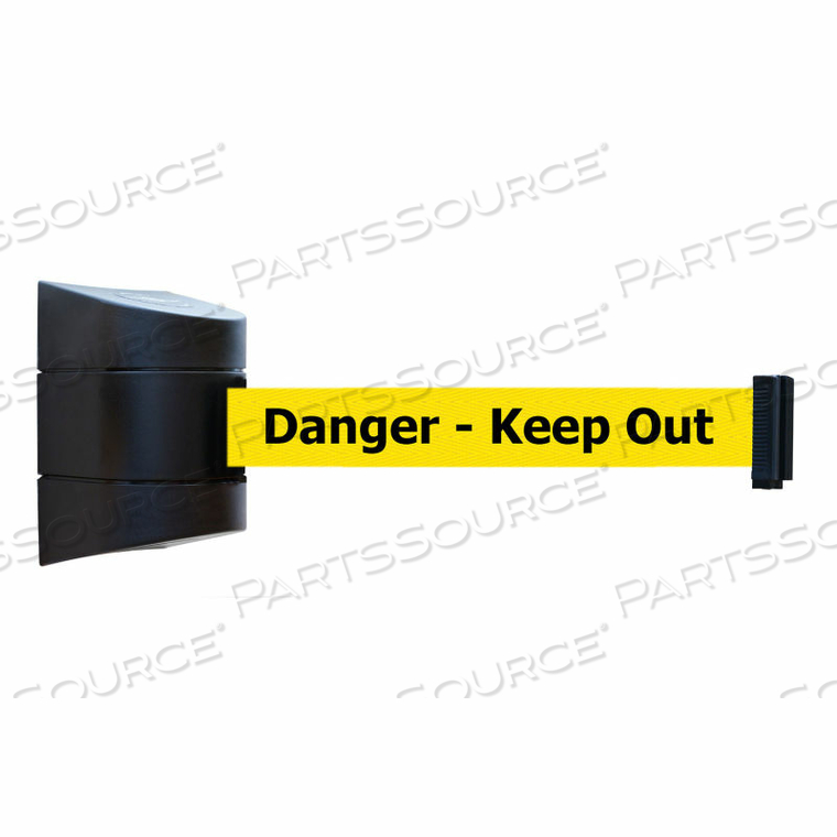 TENSABARRIER SAFETY CROWD CONTROL BLACK 24' MAGNETIC WALL MOUNT WITH YELLOW "DANGER" BELT by Tensabarrier