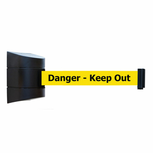 TENSABARRIER SAFETY CROWD CONTROL BLACK 24' MAGNETIC WALL MOUNT WITH YELLOW "DANGER" BELT by Tensabarrier