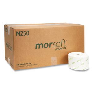 SMALL CORE BATH TISSUE, SEPTIC SAFE, 2-PLY, WHITE, 1,250/ROLL, 24 ROLLS/CARTON by Morcon Tissue