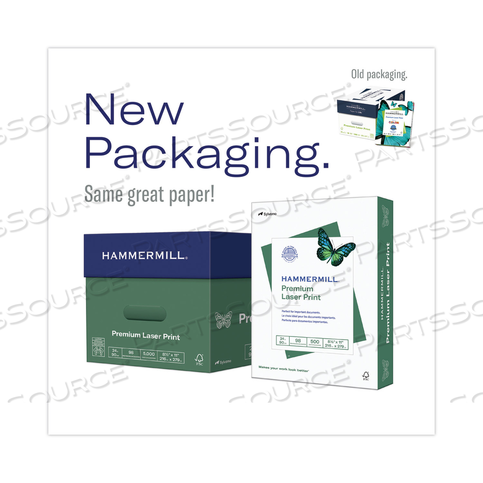 PREMIUM LASER PRINT PAPER, 98 BRIGHT, 24 LB BOND WEIGHT, 8.5 X 11, WHITE, 500/REAM by Hammermill PREMIUM LASER PRINT PAPER, 98 BRIGHT, 24 LB BOND WEIGHT, 8.5 X 11, WHITE, 500/REAM by Hammermill