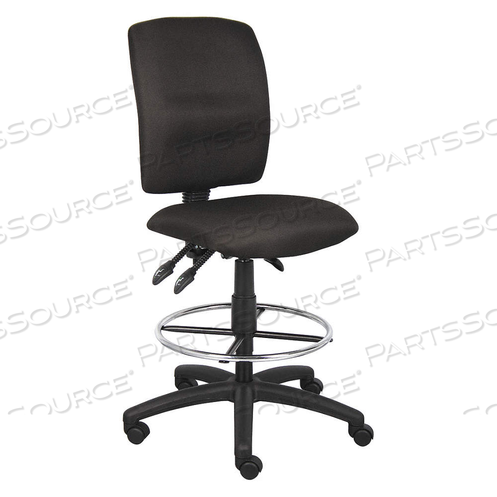 DRAFTING CHAIR, BLACK, FABRIC MATERIAL, ARMLESS ARM, 19 1/2 IN SEAT WD, BLACK FRAME by Approved Vendor