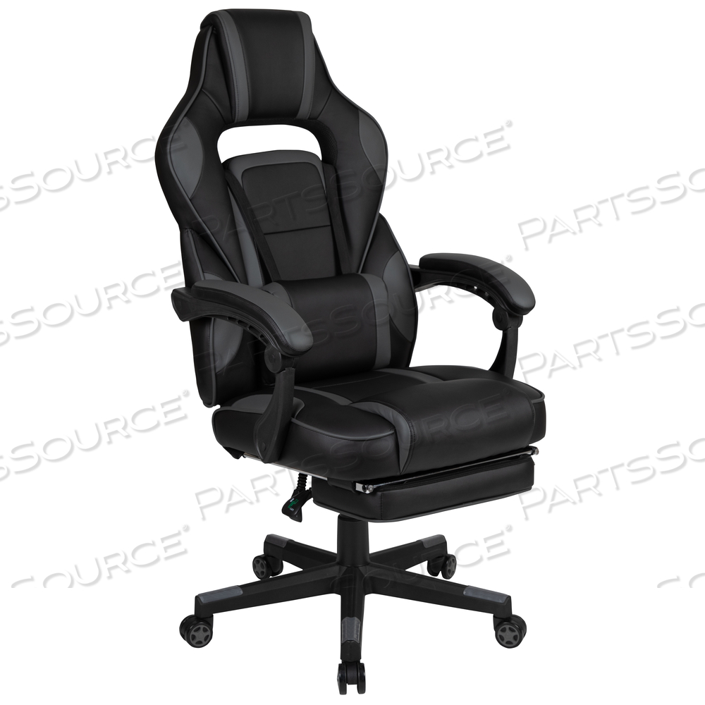 X40 GAMING CHAIR RACING ERGONOMIC COMPUTER CHAIR WITH FULLY RECLINING BACK/ARMS, SLIDE-OUT FOOTREST, MASSAGING LUMBAR - BLACK/GRAY by Flash Furniture
