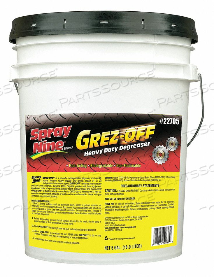 DEGREASER 5 GAL. PAIL by Spray Nine DEGREASER 5 GAL. PAIL by Spray Nine