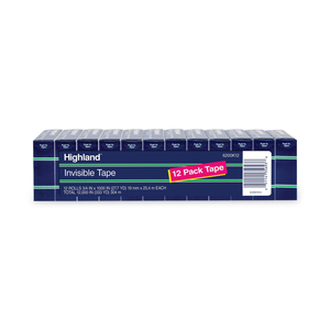 INVISIBLE PERMANENT MENDING TAPE, 1" CORE, 0.75" X 83.33 FT, CLEAR, 12/PACK by Highland