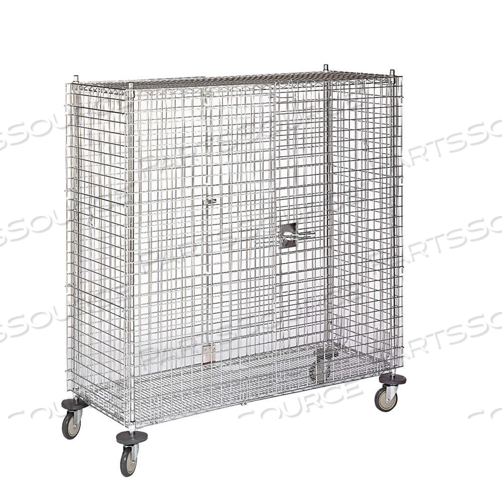 WIRE SECURITY CART WITH FIXED SHELVES, 900 LB LOAD CAPACITY, 60 IN X 24 IN by Approved Vendor WIRE SECURITY CART WITH FIXED SHELVES, 900 LB LOAD CAPACITY, 60 IN X 24 IN by Approved Vendor