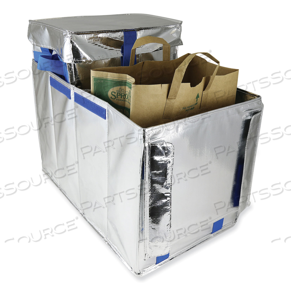 FRESH STAGING TOTE, ELECTROPLATED ALUMINUM/SEMI-RIGID PE BOARD, 24 X 14 X 15, SILVER, 6/CARTON 