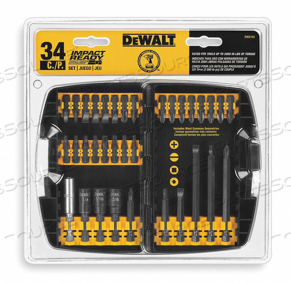 SCREWDRIVER BIT SET 34 PIECES 1/4 SHANK by DeWalt SCREWDRIVER BIT SET 34 PIECES 1/4 SHANK by DeWalt