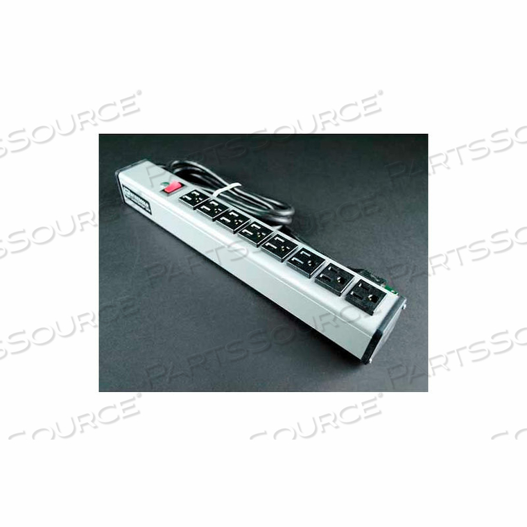 UL218BC MULTI-OUTLET POWER UNIT, 125V, 15A, 15"L, 8 OUTLETS, 6' CORD by Wiremold