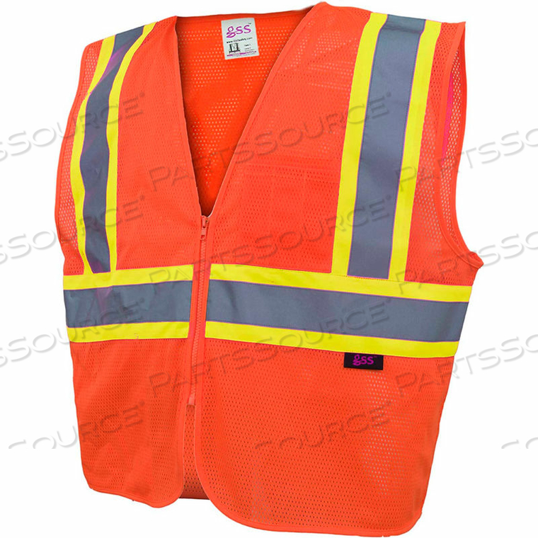 1006 STANDARD CLASS 2 TWO TONE MESH ZIPPER SAFETY VEST, ORANGE, 3XL by GSS Safety LLC 1006 STANDARD CLASS 2 TWO TONE MESH ZIPPER SAFETY VEST, ORANGE, 3XL by GSS Safety LLC