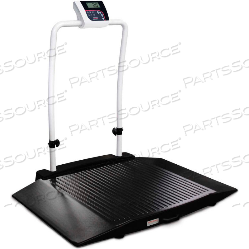 350-10-3 DUAL-RAMP WHEELCHAIR SCALE WITH HANDRAIL, 1000 LB X 0.2 LB by Rice Lake Weighing Systems