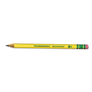 TICONDEROGA BEGINNERS WOODCASE PENCIL WITH ERASER AND MICROBAN PROTECTION, HB (#2), BLACK LEAD, YELLOW BARREL, DOZEN by Dixon Ticonderoga