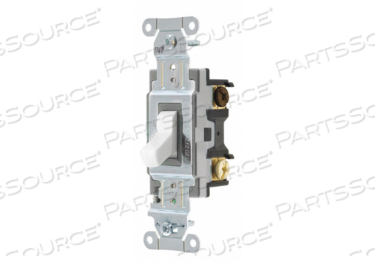 WALL SWITCH, TOGGLE SWITCH, 3-WAY, WHITE, 15 A, SCREW TERMINALS by Hubbell Power Systems WALL SWITCH, TOGGLE SWITCH, 3-WAY, WHITE, 15 A, SCREW TERMINALS by Hubbell Power Systems