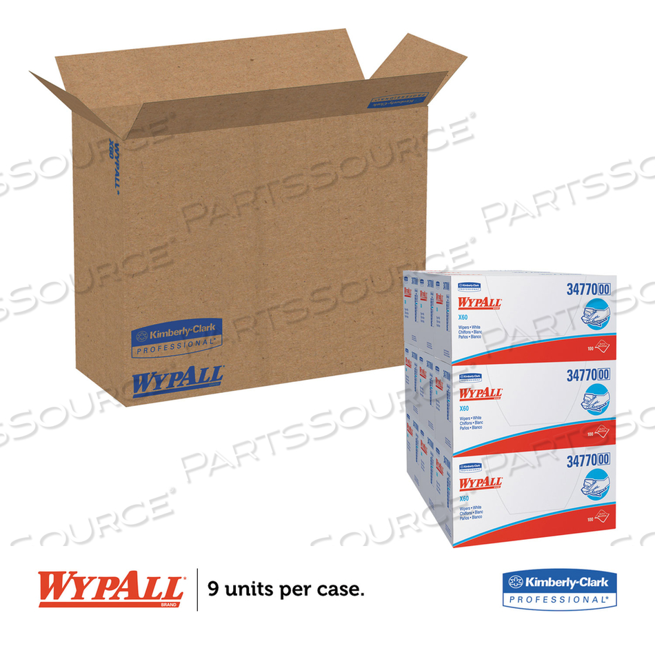 GENERAL CLEAN X60 CLOTHS, 1/4 FOLD, 11 X 23, WHITE by WypAll