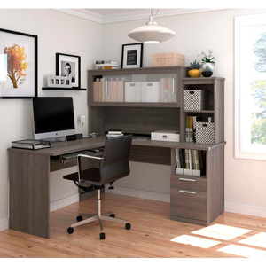 DAYTON SERIES L-SHAPED DESK, BARK GRAY by Bestar Technologies, Inc.