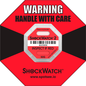 SPOTSEE 2 SERIALIZED FRAMED IMPACT INDICATORS, 50G RANGE, RED, 50/BOX by Shockwatch Inc