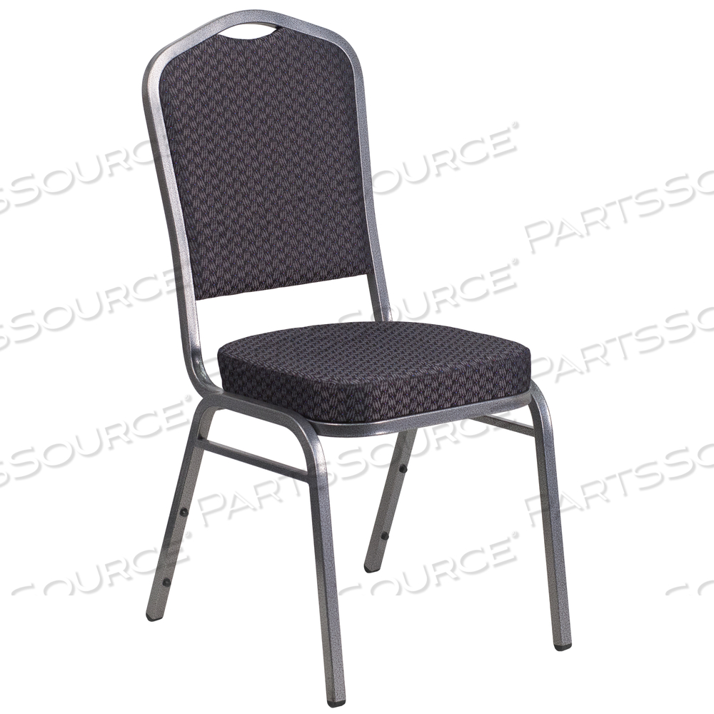 HERCULES SERIES CROWN BACK STACKING BANQUET CHAIR IN BLACK PATTERNED FABRIC - SILVER VEIN FRAME by Flash Furniture HERCULES SERIES CROWN BACK STACKING BANQUET CHAIR IN BLACK PATTERNED FABRIC - SILVER VEIN FRAME by Flash Furniture