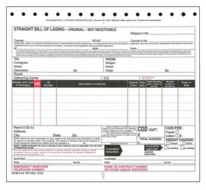 BILL OF LADING FORM REG COMPLIANCE PK250 by J.J. Keller & Associates