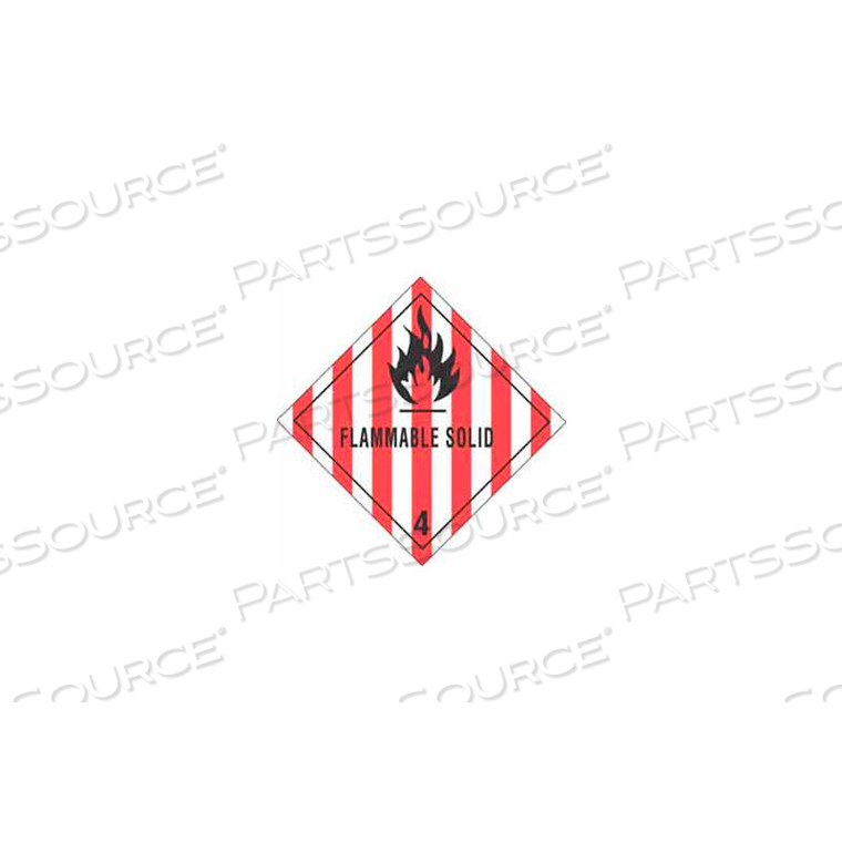 HAZARD CLASS 4 - FLAMMABLE SOLID 4" X 4" - WHITE / RED / BLACK by Decker Tape Products