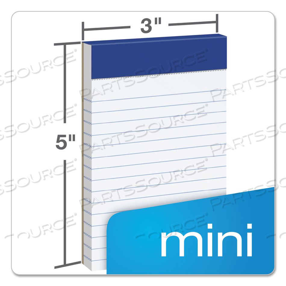 PERFORATED WRITING PADS, NARROW RULE, 50 WHITE 3 X 5 SHEETS, DOZEN 