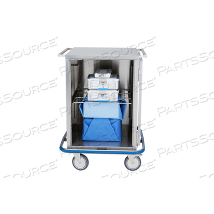 MINI CASE CART 29 5/8"W X 40 1/2"H X 29"D W/(1) S/S WIRE PULLOUT SHELF W/(1) DOOR by Blickman