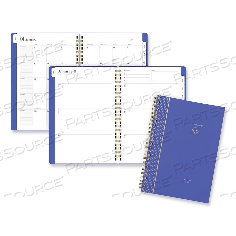 WORKSTYLE WEEKLY/MONTHLY PLANNER, CLASSIC GEOMETRIC ARTWORK, 8.5 X 5.5, BLUE/GOLD COVER, 12-MONTH (JAN TO DEC): 2023 