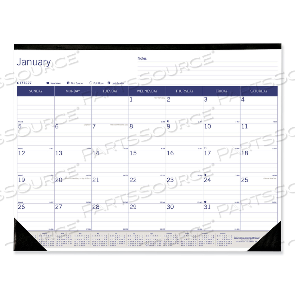 DURAGLOBE MONTHLY DESK PAD CALENDAR, 22 X 17, WHITE/BLUE/GRAY SHEETS, BLACK BINDING/CORNERS, 12-MONTH (JAN TO DEC): 2023 by Blueline DURAGLOBE MONTHLY DESK PAD CALENDAR, 22 X 17, WHITE/BLUE/GRAY SHEETS, BLACK BINDING/CORNERS, 12-MONTH (JAN TO DEC): 2023 by Blueline