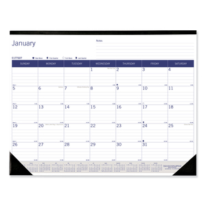 DURAGLOBE MONTHLY DESK PAD CALENDAR, 22 X 17, WHITE/BLUE/GRAY SHEETS, BLACK BINDING/CORNERS, 12-MONTH (JAN TO DEC): 2023 by Blueline