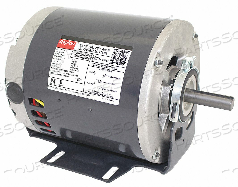 BELT DRIVE MOTOR, SINGLE PHASE, MOTOR DESIGN SPLIT-PHASE, 1/3, 1/6 HP, NAMEPLATE RPM 1,725/1,140, NO. OF SPEEDS 2, VOLTAGE 115V AC, 6.1/3.8 by DAYTON ELECTRIC MANUFACTURING CO BELT DRIVE MOTOR, SINGLE PHASE, MOTOR DESIGN SPLIT-PHASE, 1/3, 1/6 HP, NAMEPLATE RPM 1,725/1,140, NO. OF SPEEDS 2, VOLTAGE 115V AC, 6.1/3.8 by DAYTON ELECTRIC MANUFACTURING CO