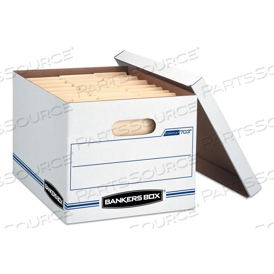 STOR/FILE BASIC-DUTY STORAGE BOXES, LETTER/LEGAL FILES, 12.5" X 16.25" X 10.5", WHITE/BLUE by Bankers Box