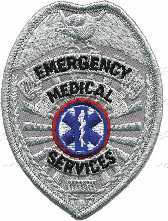 EMBRDRD PATCH EMERGENCY MEDICAL SRV SLVR by Heros Pride