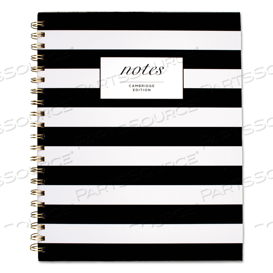 BLACK AND WHITE STRIPED HARDCOVER NOTEBOOK, 1 SUBJECT, WIDE/LEGAL RULE, BLACK/WHITE STRIPES COVER, 11 X 8.88, 80 SHEETS 