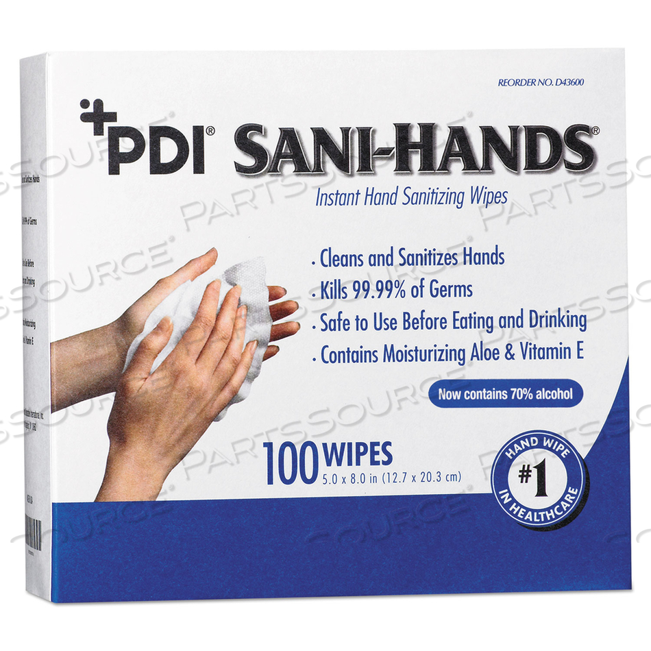 PDI SANI-HANDS INSTANT HAND SANITIZING WIPES, 8 X 5 by Sani Professional