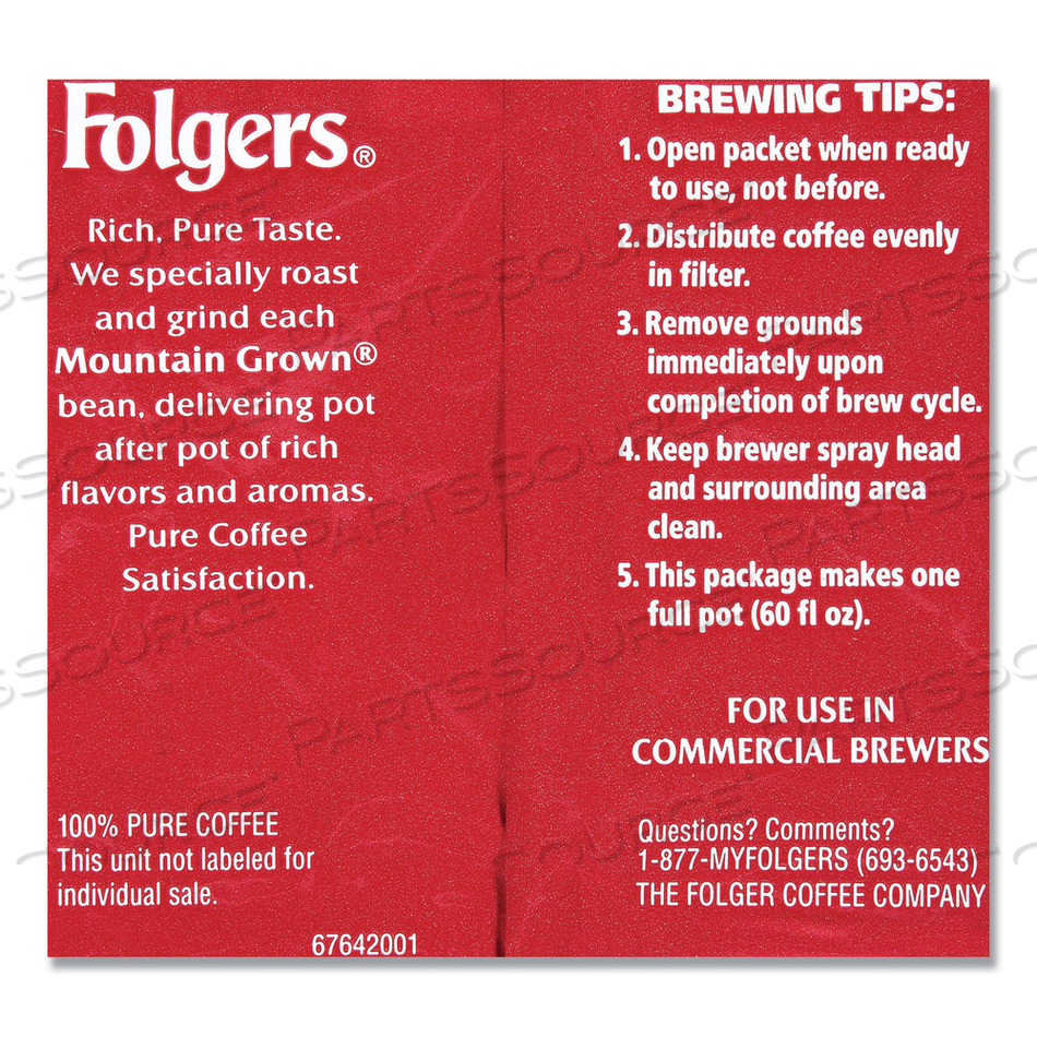 COFFEE, FRACTION PACK, CLASSIC ROAST, 1.5OZ by Folgers