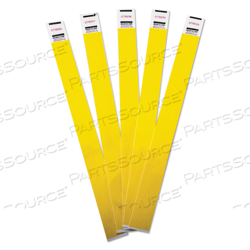 CROWD MANAGEMENT WRISTBANDS, SEQUENTIALLY NUMBERED, 9.75" X 0.75", YELLOW by Advantus CROWD MANAGEMENT WRISTBANDS, SEQUENTIALLY NUMBERED, 9.75" X 0.75", YELLOW by Advantus