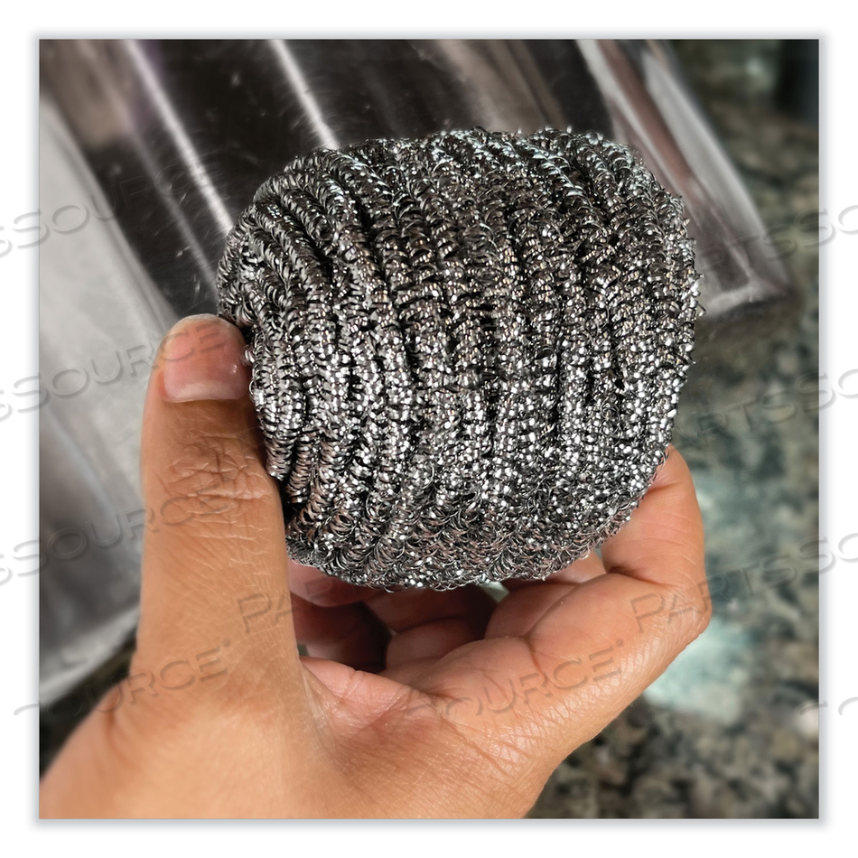 STAINLESS STEEL SCRUBBER, 3.93 X 1.96, SILVER, 72/CARTON by Boardwalk STAINLESS STEEL SCRUBBER, 3.93 X 1.96, SILVER, 72/CARTON by Boardwalk