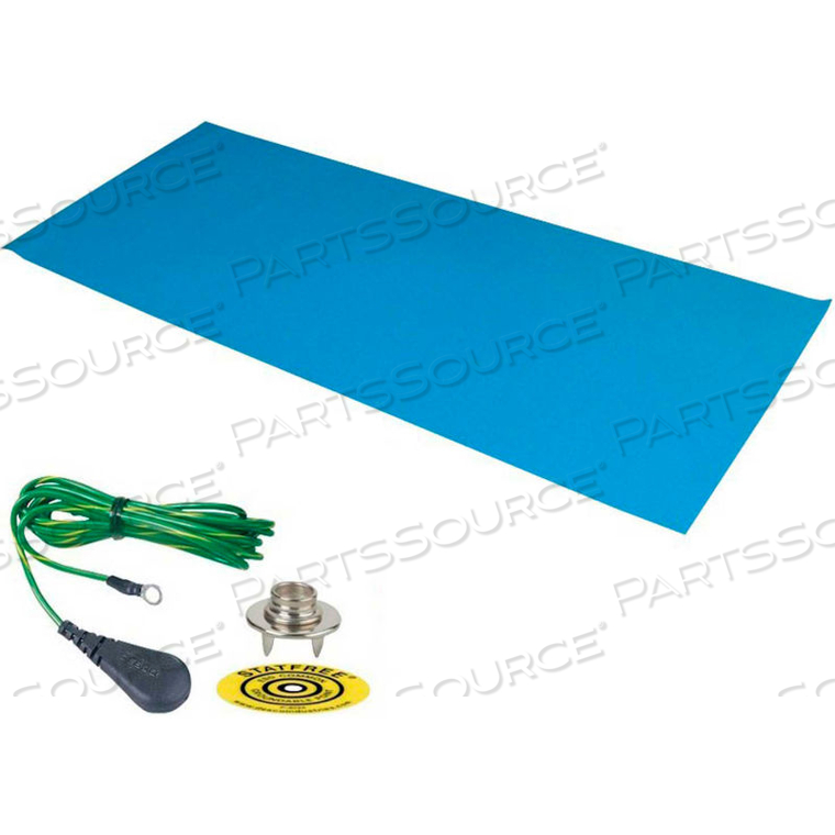 DUAL LAYER RUBBER MAT WITH GROUND 24"D X 36"W - LIGHT BLUE 