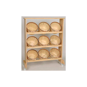 WOOD RACK 42"H X 38-3/4"W X 9-1/4"D WITH (9) 1 PECK BASKETS - NATURAL by Texas Basket Co.