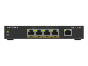 PLUS GS305EP, SWITCH, MANAGED, 5 X 10/100/1000 (4 POE+), DESKTOP, WALL-MOUNTABLE, POE+ (63 W) by Netgear