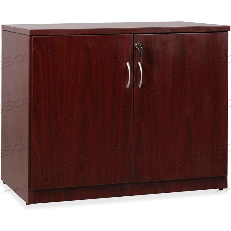 ESSENTIALS SERIES LAMINATE STORAGE CABINET, 22"D X 35-1/2"W X 29-1/2"H, MAHOGANY by Lorell ESSENTIALS SERIES LAMINATE STORAGE CABINET, 22"D X 35-1/2"W X 29-1/2"H, MAHOGANY by Lorell