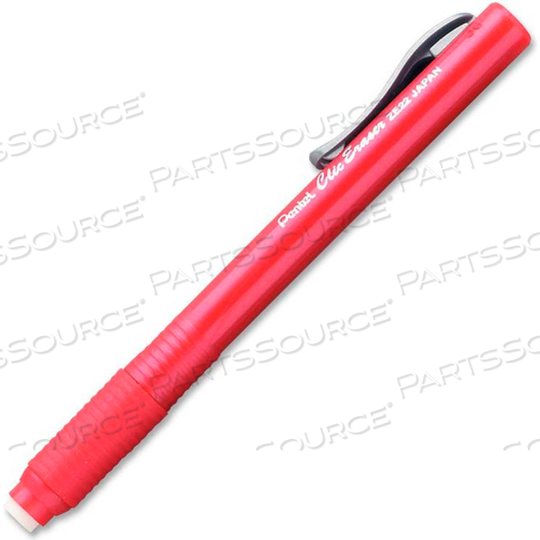 CLIC RETRACTABLE ERASER, REFILLABLE, RED BARREL by Pentel of America