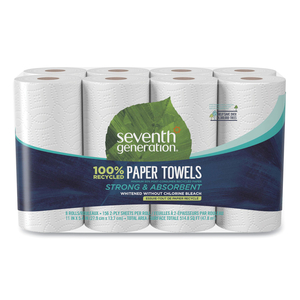 100% RECYCLED PAPER KITCHEN TOWEL ROLLS, 2-PLY, 11 X 5.4, 156 SHEETS/ROLLS, 32 ROLLS/CARTON by Seventh Generation