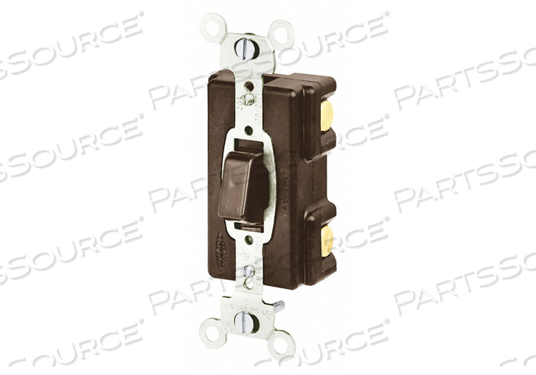WALL SWITCH, PUSH BUTTON SWITCH, 3-WAY, BROWN, 20 A, SCREW TERMINALS by Hubbell Power Systems WALL SWITCH, PUSH BUTTON SWITCH, 3-WAY, BROWN, 20 A, SCREW TERMINALS by Hubbell Power Systems