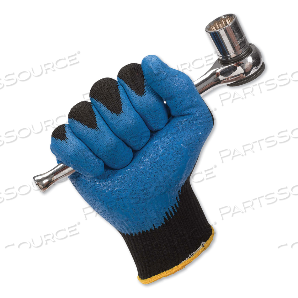 KLEENGUARD G40 NITRILE FOAM COATED GLOVES, 15 GA, SEAMLESS NYLON KNIT, 9/LARGE, BLACK/BLUE by KleenGuard