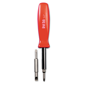 4 IN-1 SCREWDRIVER W/INTERCHANGEABLE PHILLIPS/STANDARD BITS, ASSORTED COLORS by Great Neck