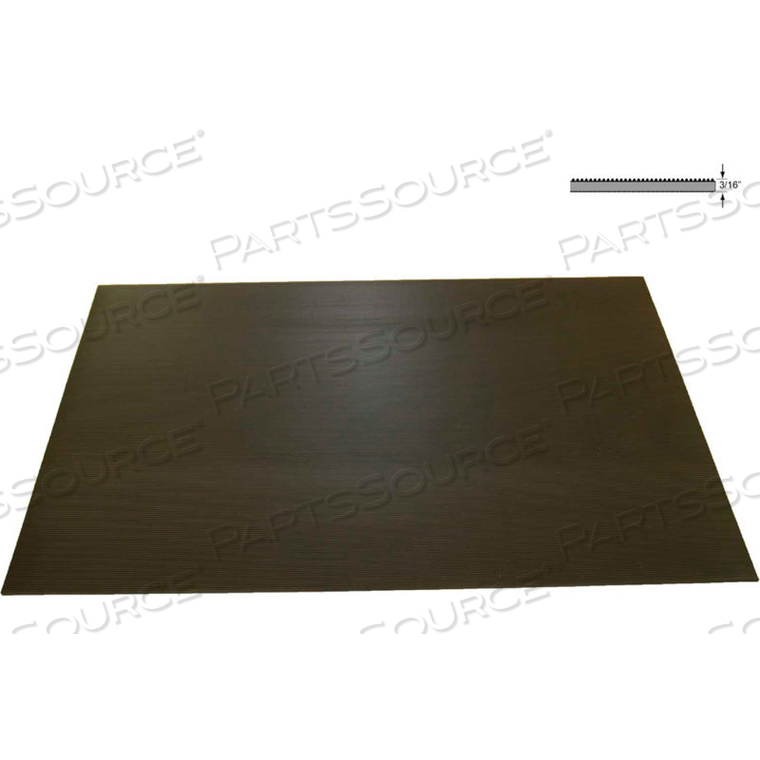 RHINO MAT CORRUGATED SWITCHBOARD MAT 3/16" THICK 3' X UP TO 75' BLACK 