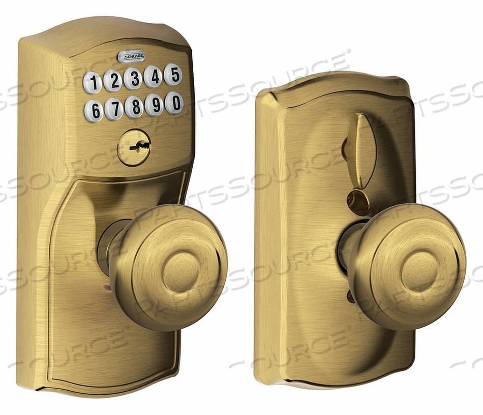 PUSH BUTTON LOCKSET KNOB ANTIQUE BRASS by Schlage Lock PUSH BUTTON LOCKSET KNOB ANTIQUE BRASS by Schlage Lock