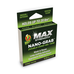 MAX STRENGTH NANO-GRAB DOUBLE-SIDED GEL TAPE, 0.94" X 5 FT, CLEAR by Duck